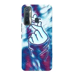 Чехол с принтом для TECNO Camon 17 (AlphaPrint - Знак сердечка) (Радужное сердце)