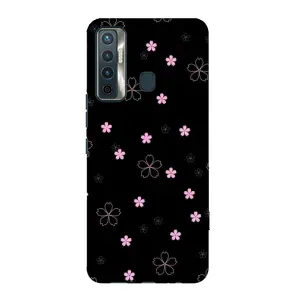 Чохол з розовим принтом для TECNO Camon 17 (Рожеві квіти на чорному)