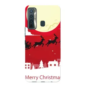 Рождественские Чехлы для TECNO Camon 17 (VPrint) (Санта с оленями)