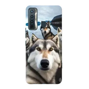 Чехол с Хаски для TECNO Camon 17 - (AlphaPrint) (Селфи ХАски)