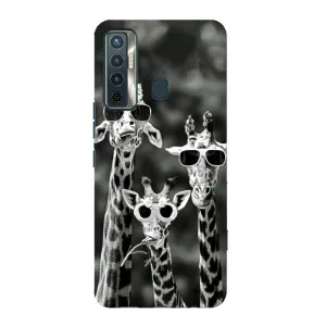 Силиконовый чехол с КАРТИНКАМИ лето для TECNO Camon 17 (AlphaPrint) (Жирафы в очках)