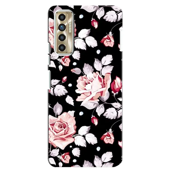 Чехол с принтом «Цветочки на черном» для TECNO Camon 17P (CG7n)