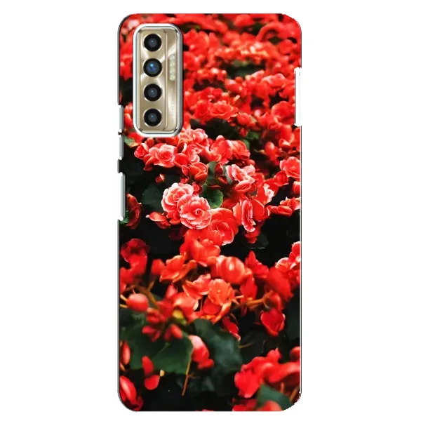 Чехол с принтом «Цветы красные» для TECNO Camon 17P (CG7n)
