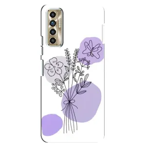 Силконовий чохол з принтом в квітах на TECNO Camon 17P (CG7n) (Букет фіолетова абстракція)