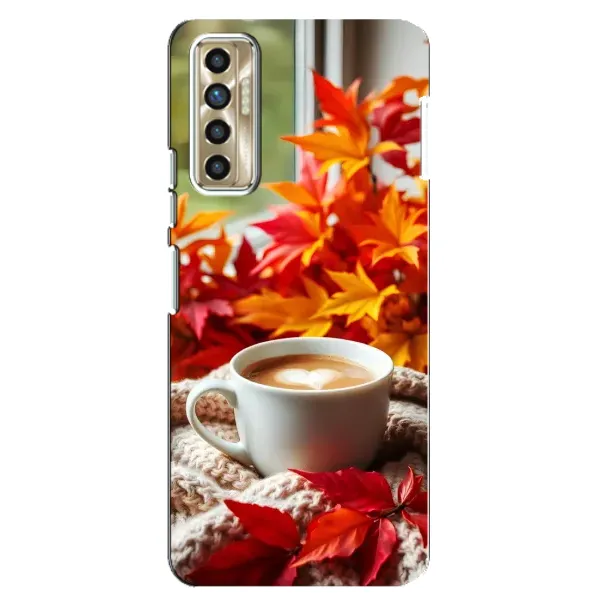Чехол с принтом «Кофе и листья» для TECNO Camon 17P (CG7n)