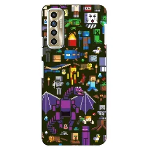 Чехол Майнкрафт на TECNO Camon 17P (CG7n) (AlphaPrint) Minecraft (Коллаж Майнкрафт)