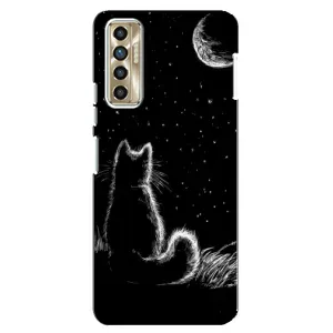 Чохол з принтом для TECNO Camon 17P (CG7n) (AlphaPrint) Модні коти (Котик і місяць)