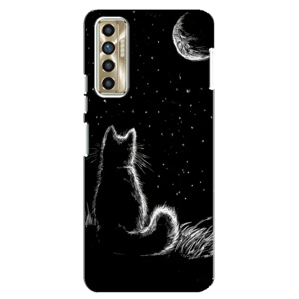 Чохол з принтом «Котик і місяць» для TECNO Camon 17P (CG7n)