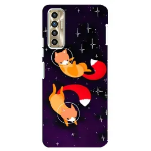 Чехлы с картинкой Лисички для TECNO Camon 17P (CG7n) (VPrint) (Лисички космонавты)