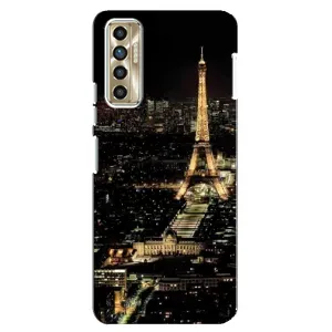 Чехол Эйфелева Башня для TECNO Camon 17P (CG7n) - (AlphaPrint) (Ночной Париж)