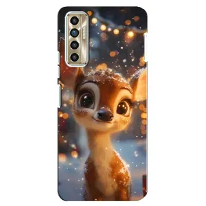 Яскравий чохол для TECNO Camon 17P (CG7n) з Зимові Оленята (Оленятко серед гірлянд)