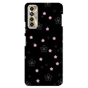 Чохол з розовим принтом для TECNO Camon 17P (CG7n) (Рожеві квіти на чорному)