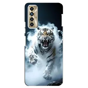 Чехол с картинкой «Хищники» для TECNO Camon 17P (CG7n) (Белый тигр в дыму)