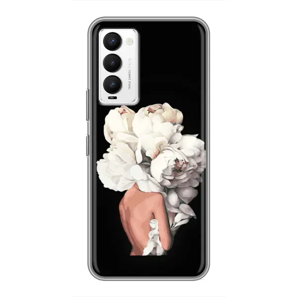 Чохол з принтом «Білі квіти» для TECNO Camon 18 / Camon 18P Чохол з принтом «Білі квіти» для TECNO Camon 18 / Camon 18P