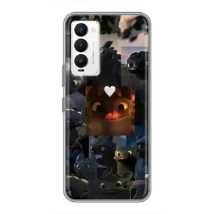 Чехол как приручить дракона на Tecno Camon 18 / Camon 18P (Дракон коллаж)