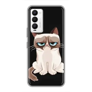 Чехол с принтом для Tecno Camon 18 / Camon 18P (AlphaPrint) Модные коты (Грустный кот)