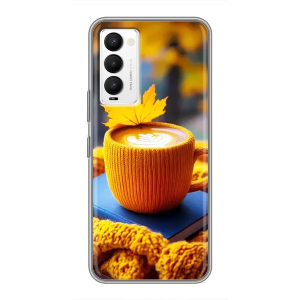 Чохол з принтом «Кава на жовтому пледі» для TECNO Camon 18 / Camon 18P