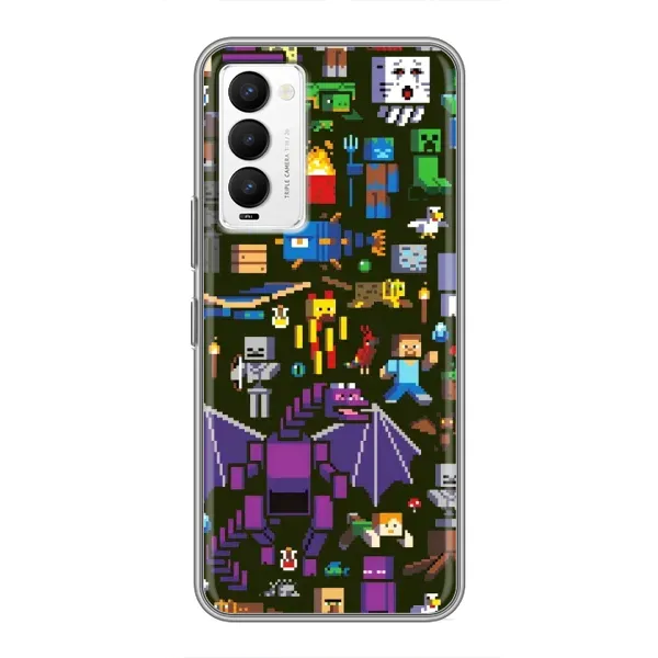 Чохол з принтом «Колаж Майнкрафт» для TECNO Camon 18 / Camon 18P Чохол з принтом «Колаж Майнкрафт» для TECNO Camon 18 / Camon 18P