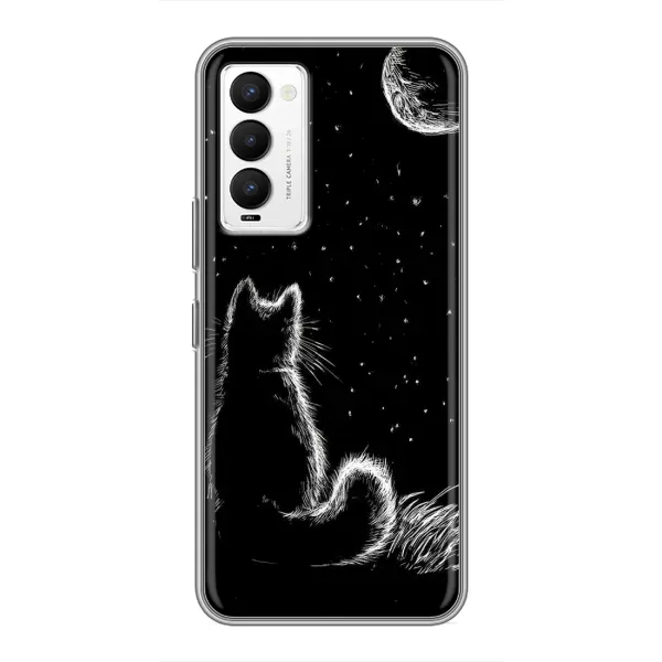 Чехол с принтом «Котик и луна» для TECNO Camon 18 / Camon 18P Чехол с принтом «Котик и луна» для TECNO Camon 18 / Camon 18P