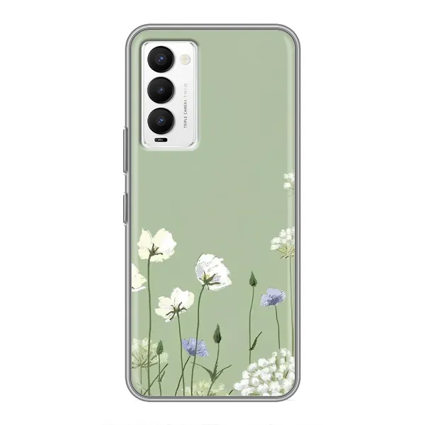 Чехол с принтом «Цветы на зеленом» для TECNO Camon 18 / Camon 18P