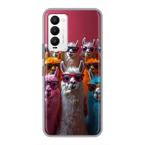 Чехол с принтом «Ламы в очках» для TECNO Camon 18 / Camon 18P Чехол с принтом «Ламы в очках» для TECNO Camon 18 / Camon 18P