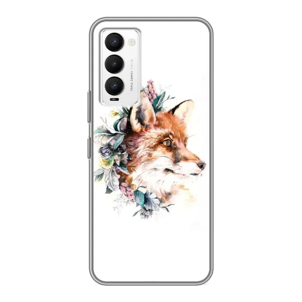 Чехол с принтом «Лисичка в цветочках» для TECNO Camon 18 / Camon 18P Чехол с принтом «Лисичка в цветочках» для TECNO Camon 18 / Camon 18P