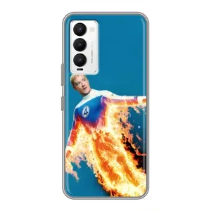 Чехол с принтом Фантастическая четверка для Tecno Camon 18 / Camon 18P (Человек-факел в огне)