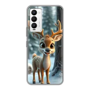 Яскравий чохол для TECNO Camon 18 / Camon 18P з Зимові Оленята (Оленятко в лісі)