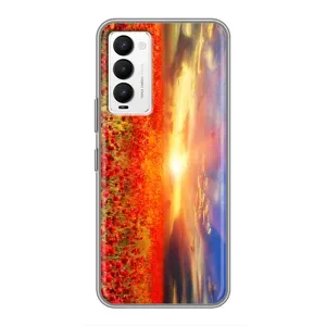 Чехол с картинкой (Стильные) для Техно Камон 18 / Камон 18п - (AlphaPrint) (Поле тюльпанов)