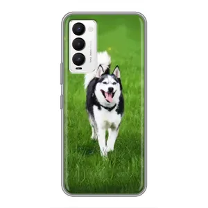 Чехол с Хаски для Tecno Camon 18 / Camon 18P - (AlphaPrint) (Радостный Хаски)