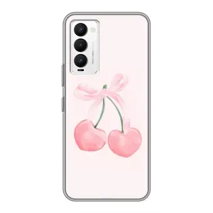 Чехол с розовым рисунком для Tecno Camon 18 / Camon 18P (Розовые вишни)