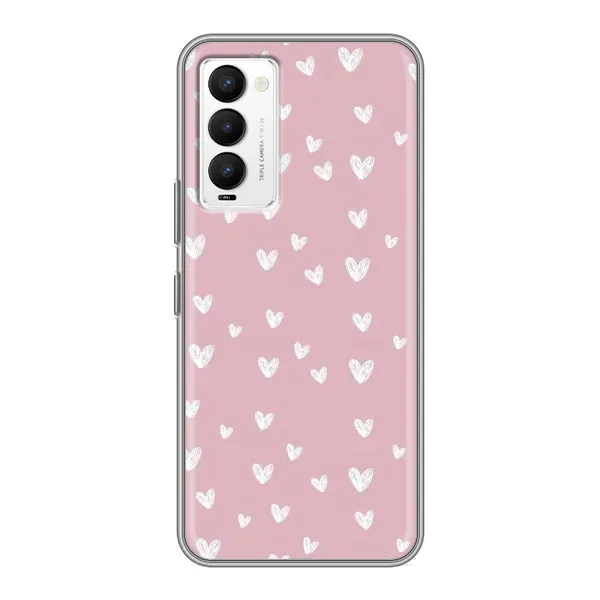 Чехол с принтом «Сердечки на розовом» для TECNO Camon 18 / Camon 18P