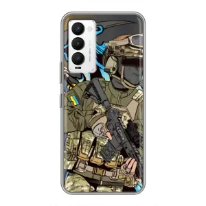 Чехлы с картинкой ЗСУ для Tecno Camon 18 / Camon 18P (AlphaPrint) (Воїн ЗСУ)
