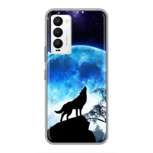 Защитные чехлы для Техно Камон 18 / Камон 18п (AlphaPrint) (ХИТ продаж) ВОЛК (Волк на луну)