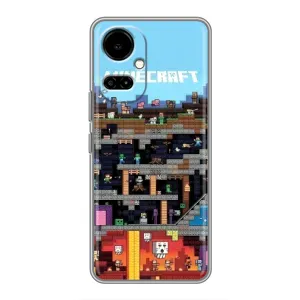 Чохол Майнкрафт на TECNO Camon 19 (CI6n) / 19 Pro (CI8n) (AlphaPrint) Minecraft (фон Minecraft)