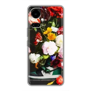 Брендновые Чехлы для TECNO Camon 19 (CI6n) / 19 Pro (CI8n) - (PREMIUMPrint) (Nike цветы)