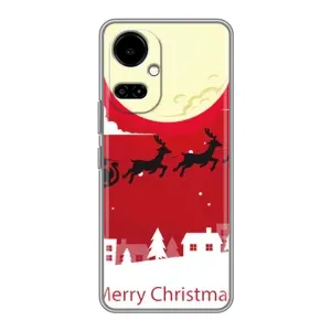 Рождественские Чехлы для TECNO Camon 19 (CI6n) / 19 Pro (CI8n) (VPrint) (Санта с оленями)