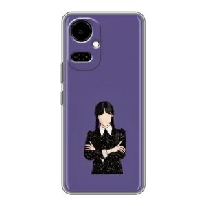 Чехлы Венсдей на TECNO Camon 19 (CI6n) / 19 Pro (CI8n) Уэнсдей (AlphaPrint) (Уэнздей в черном)