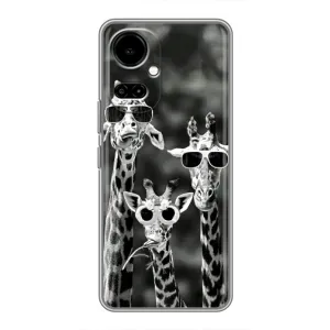 Силиконовый чехол с КАРТИНКАМИ лето для TECNO Camon 19 (CI6n) / 19 Pro (CI8n) (AlphaPrint) (Жирафы в очках)