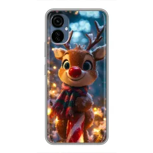 Яркий чехол для TECNO Camon 19 Neo с Зимними Оленятами (Олень с шарфом)