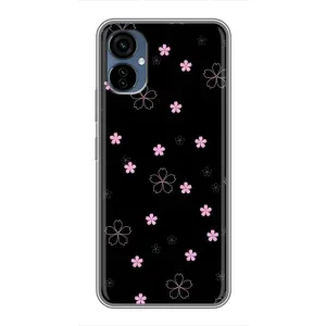 Чехол с розовым рисунком для TECNO Camon 19 Neo (Розовые цветы на черном)