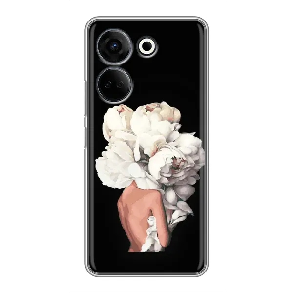 Чехол с принтом «Белые цветы» для TECNO Camon 20 Pro