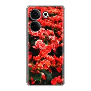 Чехлы с Цветами для Tecno Camon 20 Pro (VPrint) (Цветы красные)