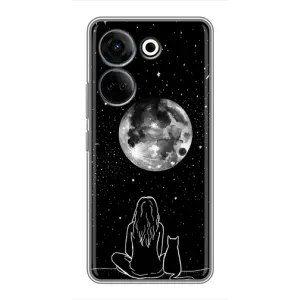 Чехол с рисунком кот на Tecno Camon 20 Pro (Девушка с котом)