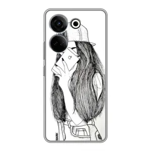 Чехол с печатью для Tecno Camon 20 Pro - (Мода) (AlphaPrint) (Фото девочки)