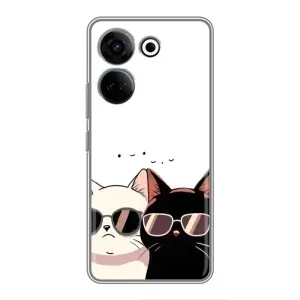 Чехол с рисунком кот на Tecno Camon 20 Pro (Коты в очках)