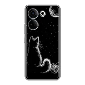Чехол с принтом для Tecno Camon 20 Pro (AlphaPrint) Модные коты (Котик и луна)