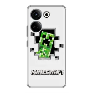 Чехол Майнкрафт на Tecno Camon 20 Pro (AlphaPrint) Minecraft (крипер Майнкрафт)