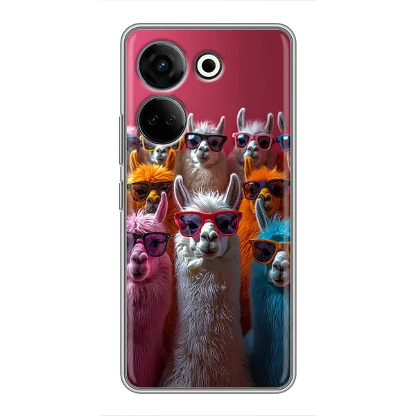 Чехол с принтом «Ламы в очках» для TECNO Camon 20 Pro