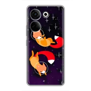 Чехлы с картинкой Лисички для Tecno Camon 20 Pro (VPrint) (Лисички космонавты)